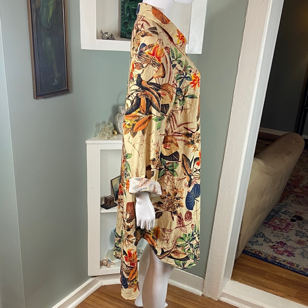 SHEIN Curve Tropical Floral Button Down High-Low Midi Shirt Tunic Dress 2XLarge - Picture 7 of 12